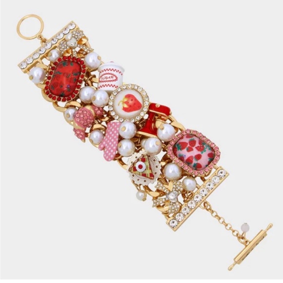 NWT ⚜️💖⚜️ Betsey Johnson Babycakes Cluster Bracelet - Picture 2 of 11